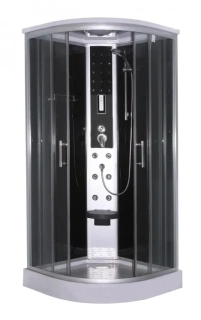 Kompletný sprchový box SCALA BLACK CL96S 90 × 90 cm s masážnymi tryskami a rádiom
